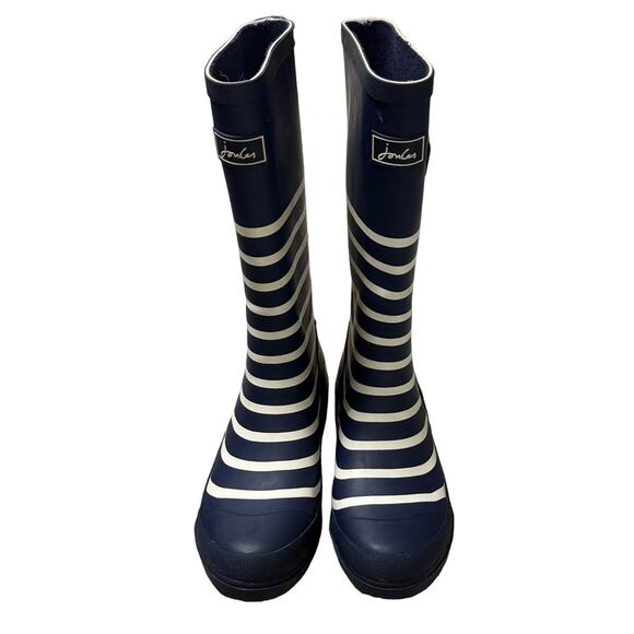 Joules Youth Welly Rain Winter Boots Navy Stripe Size 4 - Picture 2 of 4